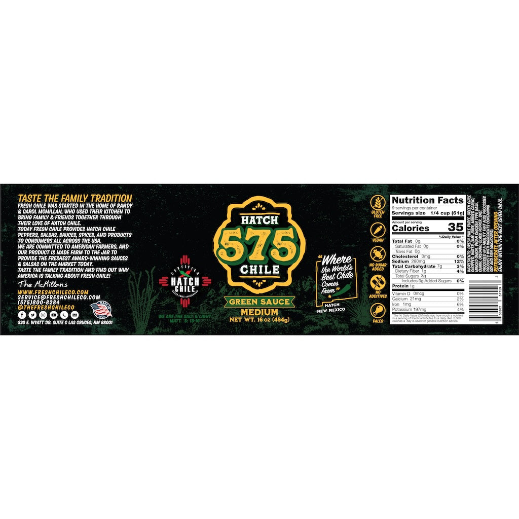 575 Hatch Green Chile Sauce - The Fresh Chile Company