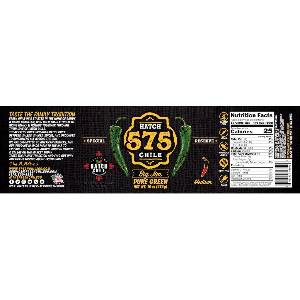 575 Big Jim Hatch Green Chile (Medium) - The Fresh Chile Company