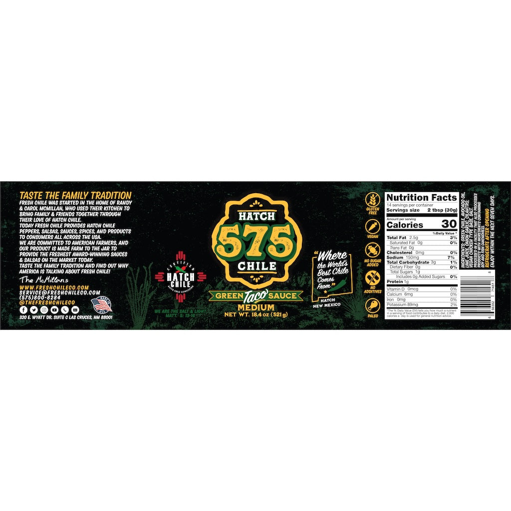 575 Hatch Green Chile | Street Taco Sauce - The Fresh Chile Company