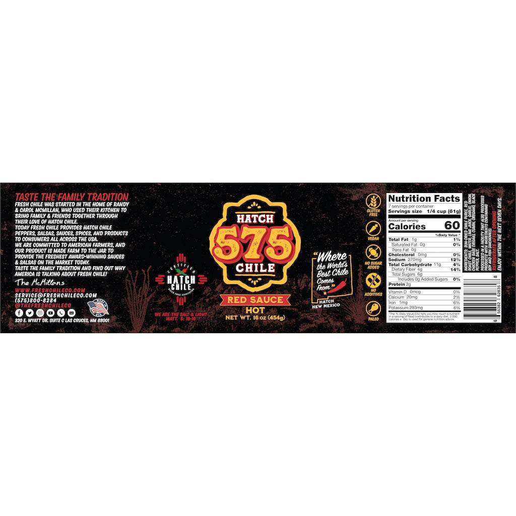 575 Hatch Red Chile Sauce - The Fresh Chile Company