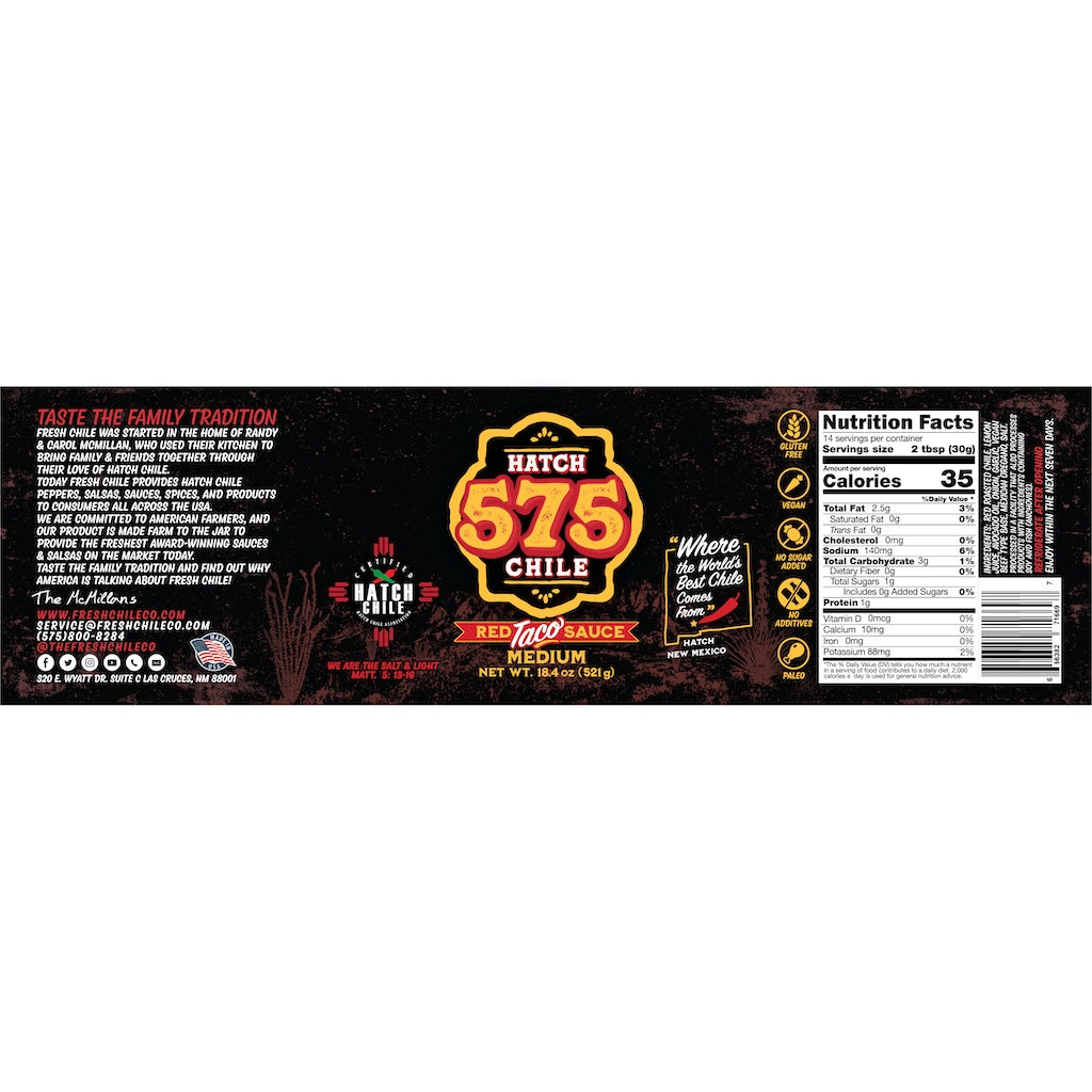 575 Hatch Red Chile | Street Taco Sauce - The Fresh Chile Company
