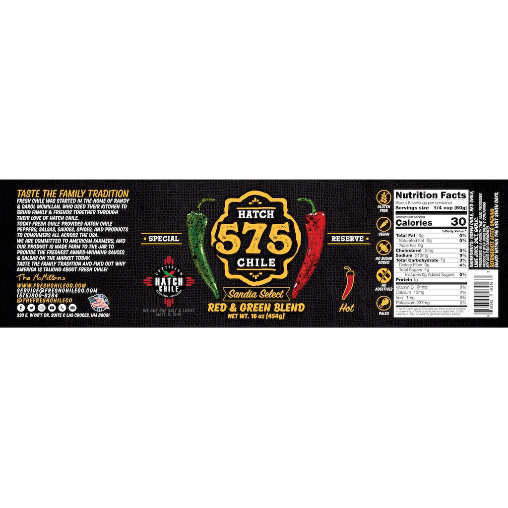 575 Sandia Select Hatch Red & Green Blend Chile (Hot) - The Fresh Chile Company