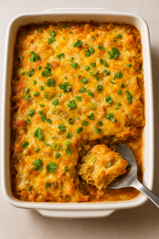 Quick And Easy Hatch Green Chile Chicken Enchilada Casserole