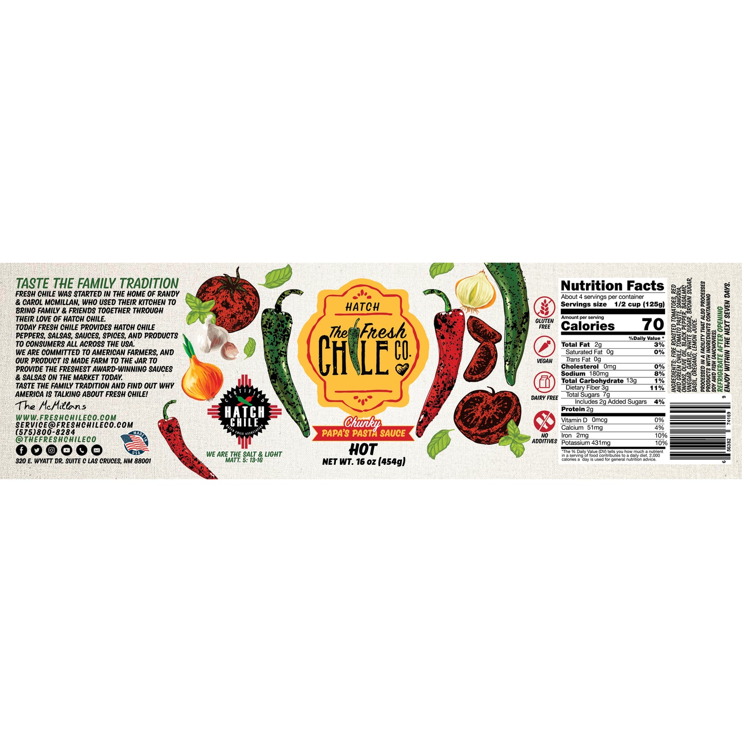 Papa's Pasta Sauce (Chunky Hatch Chile)