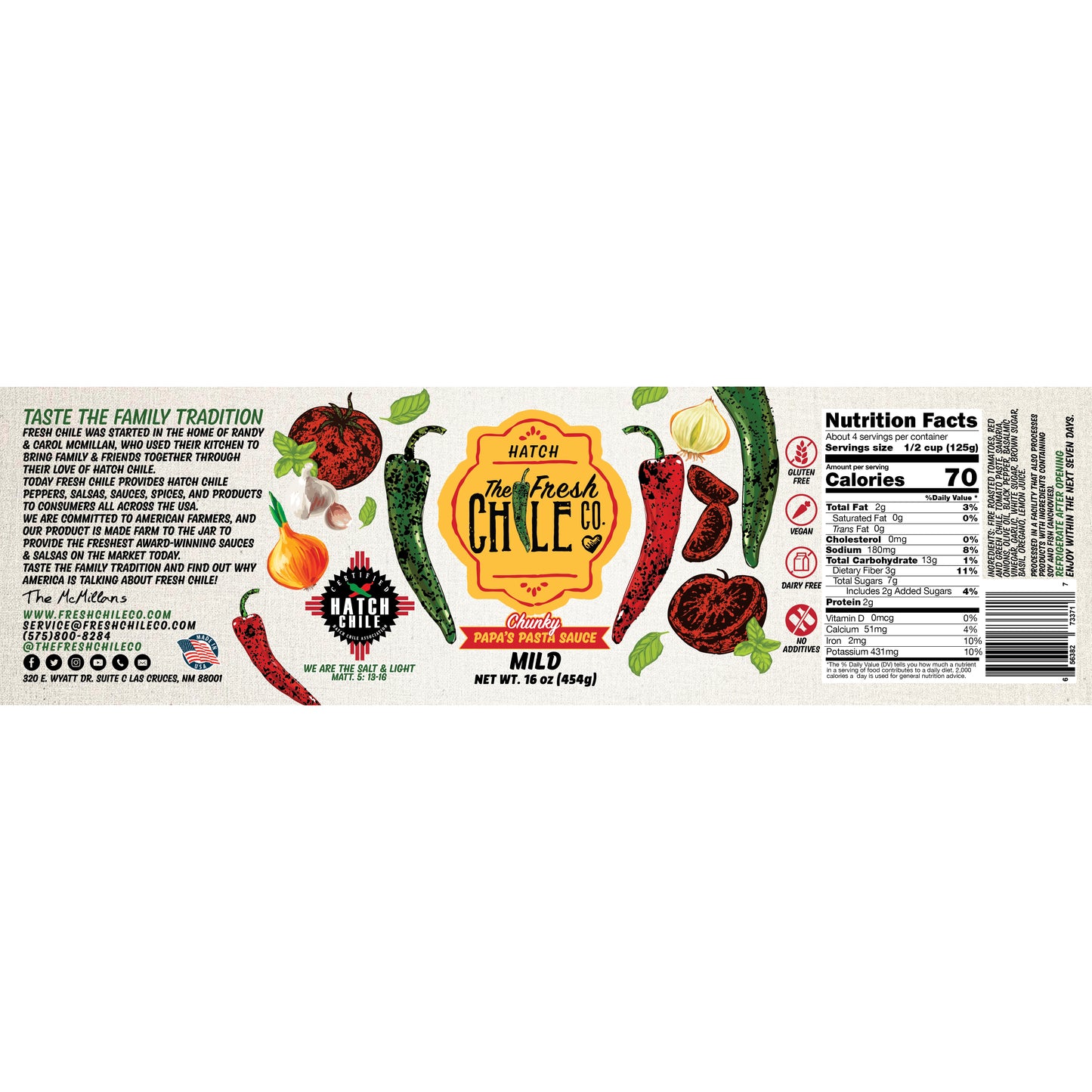 Papa's Pasta Sauce (Chunky Hatch Chile)