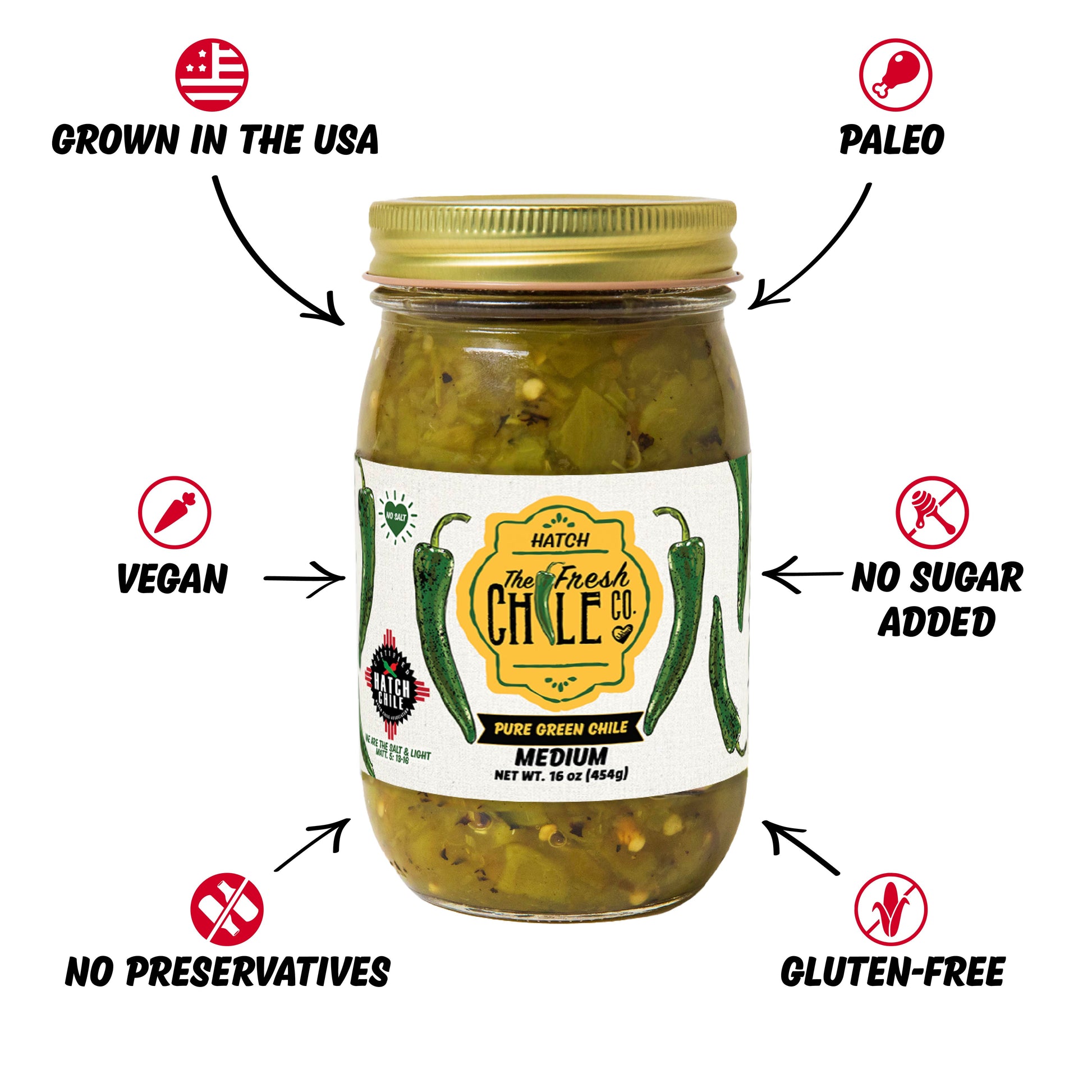 Pure Hatch Green Chile - No Salt - The Fresh Chile Company