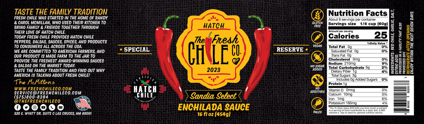2023 Sandia Select Hatch Chile Enchilada Sauce (Hot)