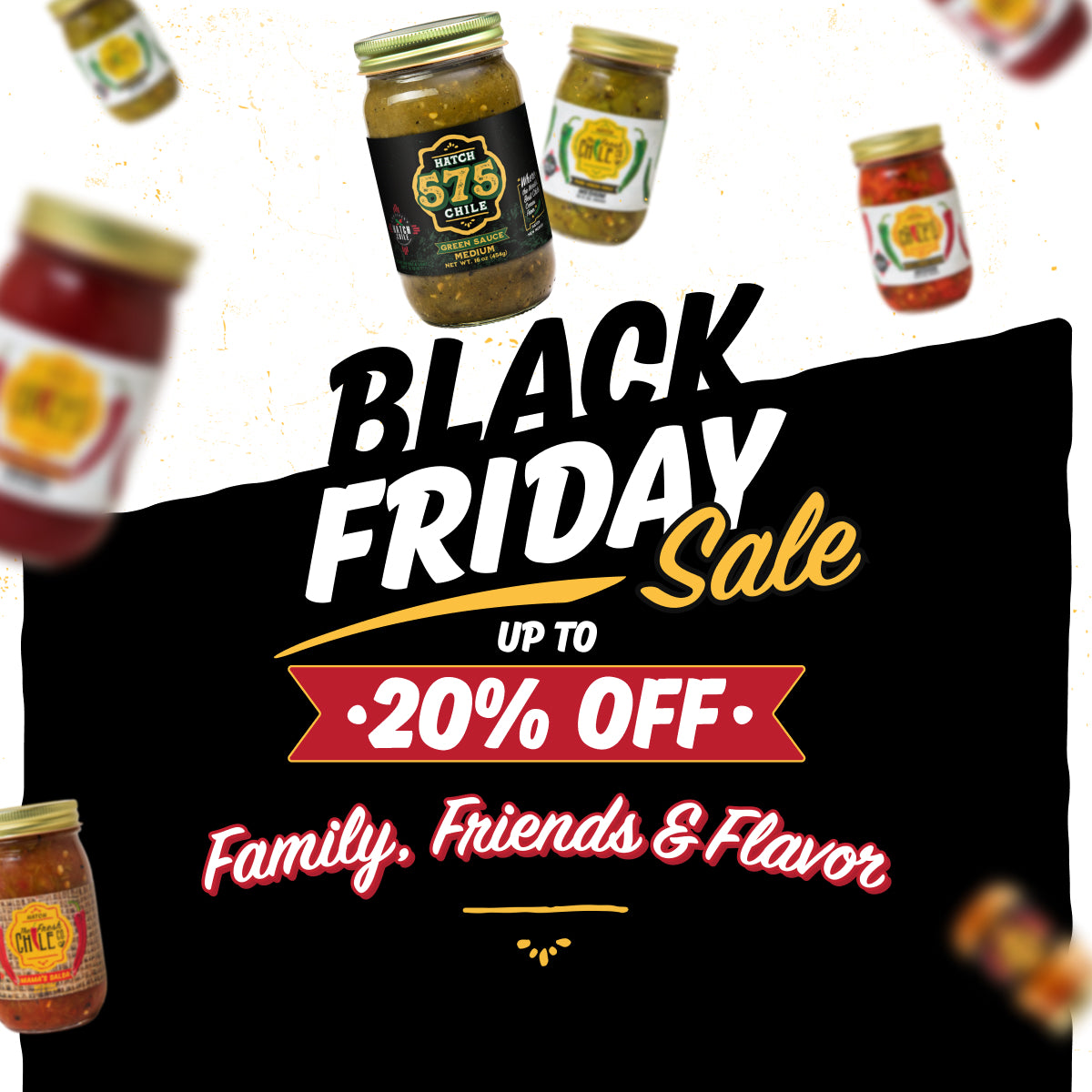 Black Friday Sale, up to 20% off, Family, Friends & Flavor (mobile banner)
