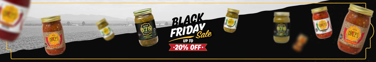 Black Friday Sale, up to 20% off, Fresh Chile jars (desktop banner)